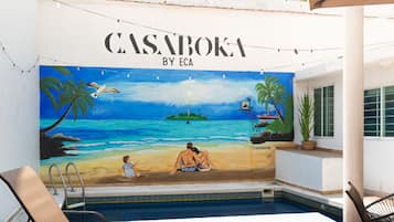 Standaard huis, patio, uitzicht op strand | Terras
