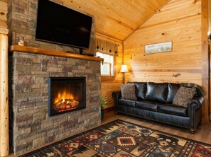 Smart TV, chimenea y reproductor de DVD 