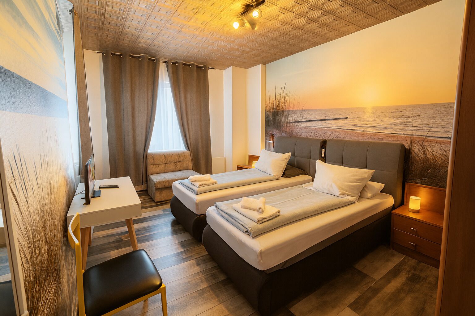 Basic-værelse med dobbeltseng eller 2 enkeltsenge | Skrivebord, lydisolering, gratis Wi-Fi