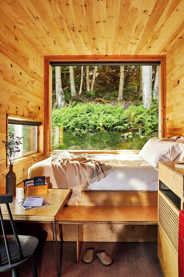 Cabin, 1 Queen Bed (View) | Private kitchen | Mini-fridge, stovetop, cookware/dishes/utensils, paper towels - Postcard Cabins Brazos Valley, Outdoor Collection by Marriott Bonvoy (Navasota)