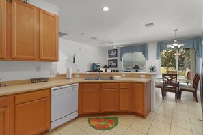 Fridge, microwave, oven, dishwasher