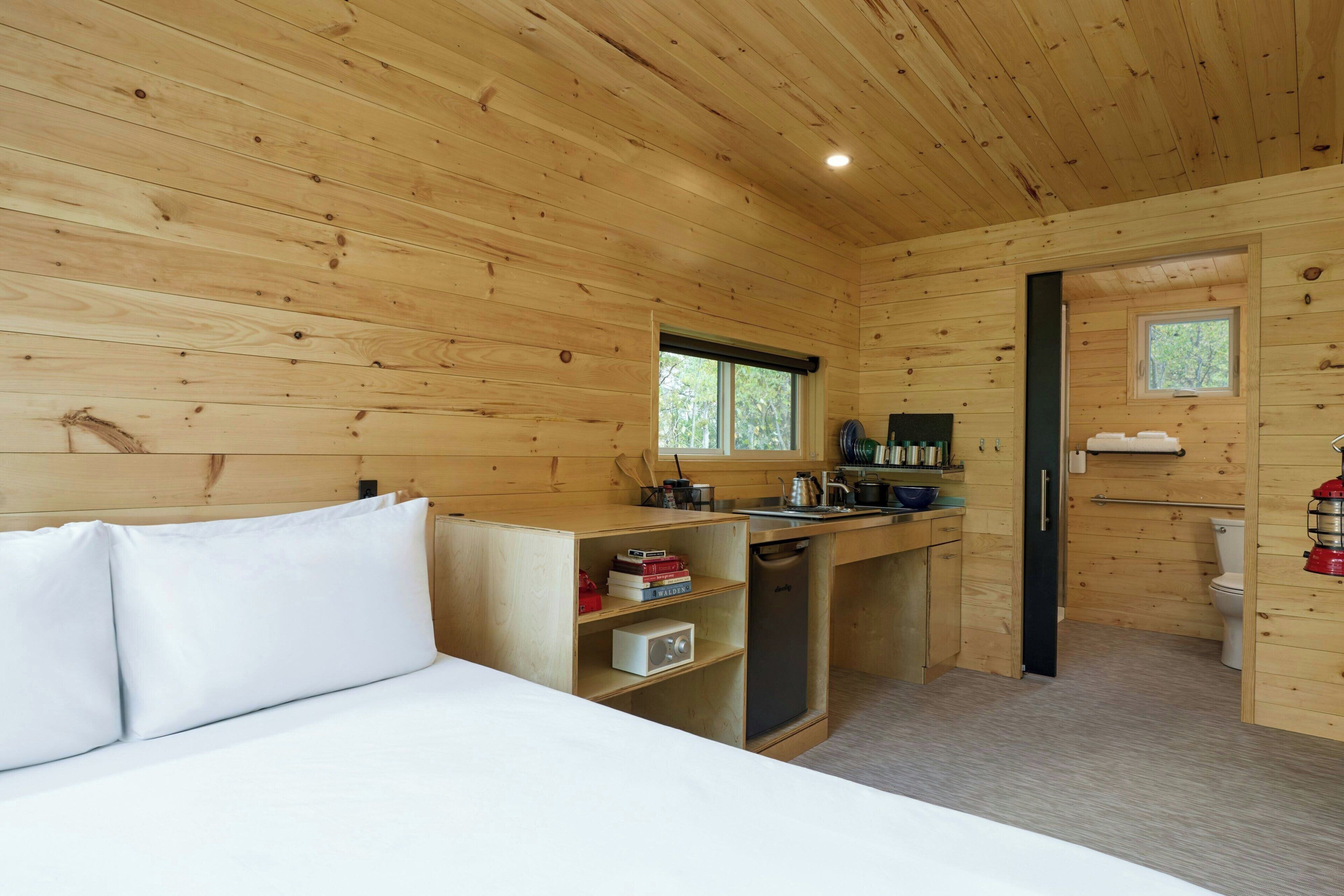1 bedroom, desk, laptop workspace, bed sheets
