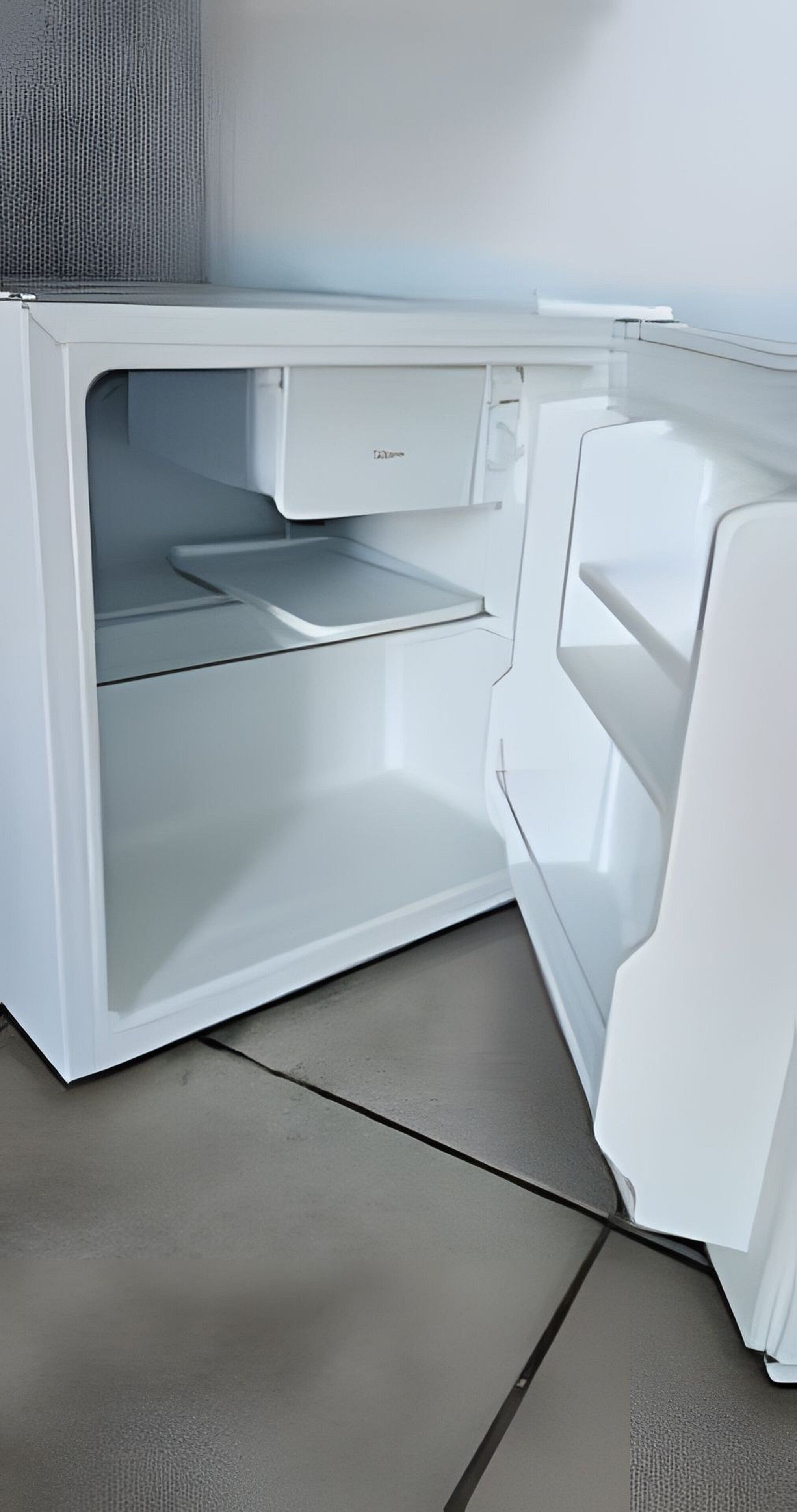A white refrigerator with a freezer compartment, a water dispenser, and a built-in ice maker.