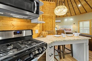 Fridge, microwave, oven, stovetop - Laughing Water, Enchanting Moroccan Yurt, Hot Tub overlooks Babbling Brook (Bryson City)