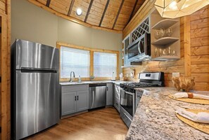 Fridge, microwave, oven, stovetop - Laughing Water, Enchanting Moroccan Yurt, Hot Tub overlooks Babbling Brook (Bryson City)