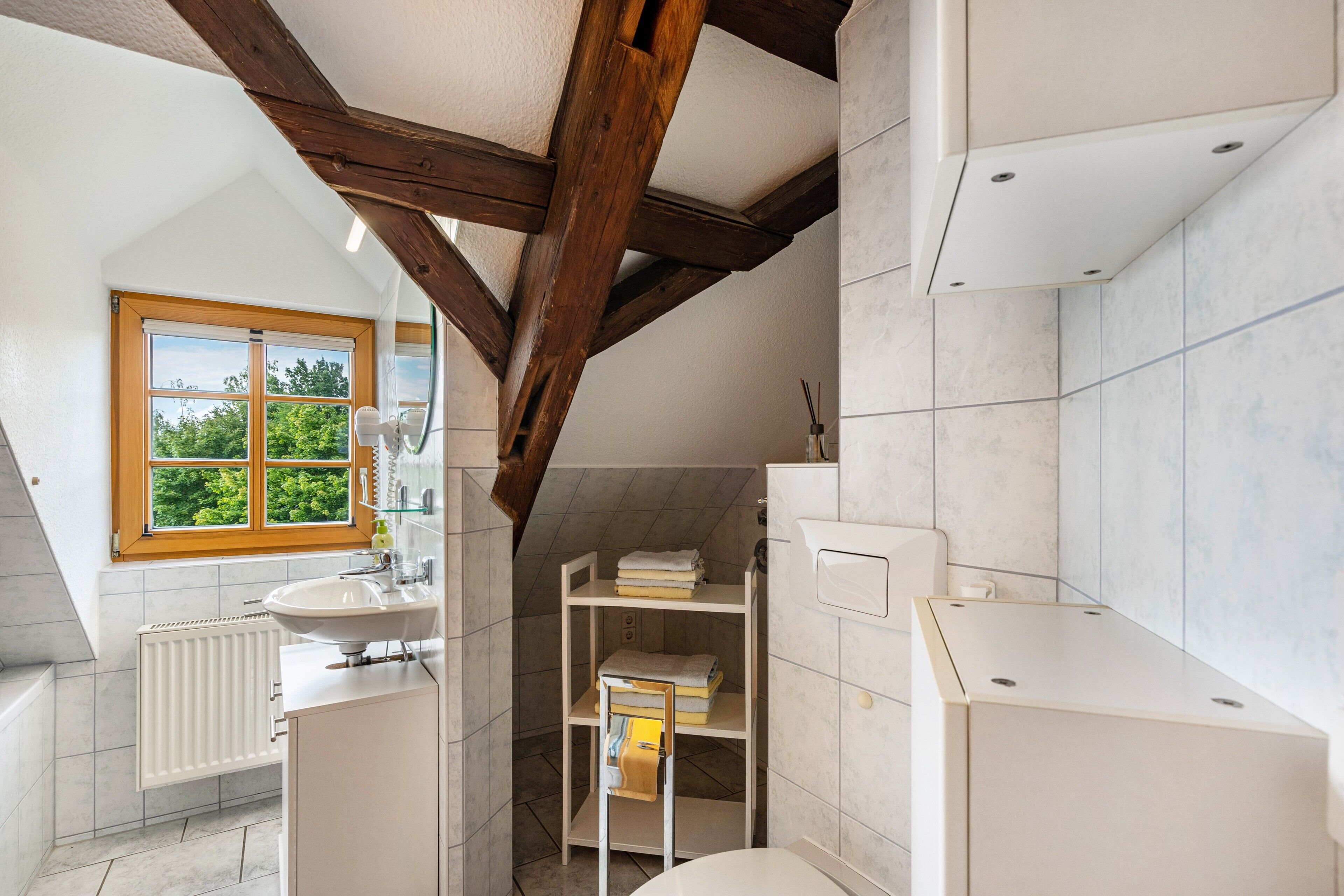 Dusche, Haartrockner, Handtücher