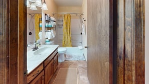Hair dryer, towels