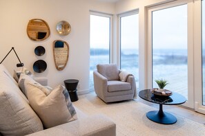 Smart TV, fireplace, stereo