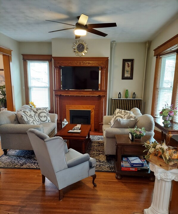 Smart TV, fireplace, video games, computer monitors