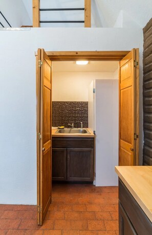 Shower, towels, soap, toilet paper