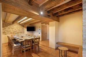 Dining - Rural Home 'Cal Trumfet' with Mountain View, Private Terrace and Wi-Fi (Casserres)