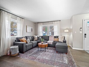 Smart TV, fireplace, video games, table football