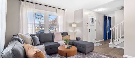 Smart TV, fireplace, video games, foosball