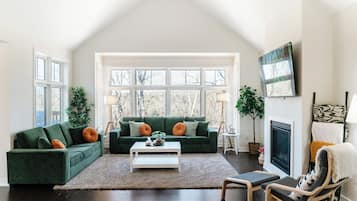 Smart TV, fireplace, video games