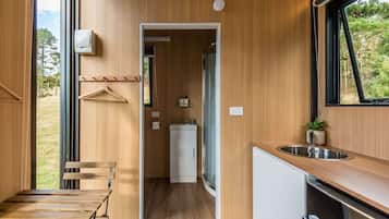 Fridge, microwave, stovetop, toaster