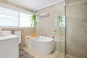 Free toiletries, hair dryer, towels, soap