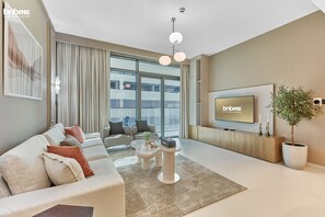 Luxury-Apartment, 1 Schlafzimmer, Balkon | Wohnbereich