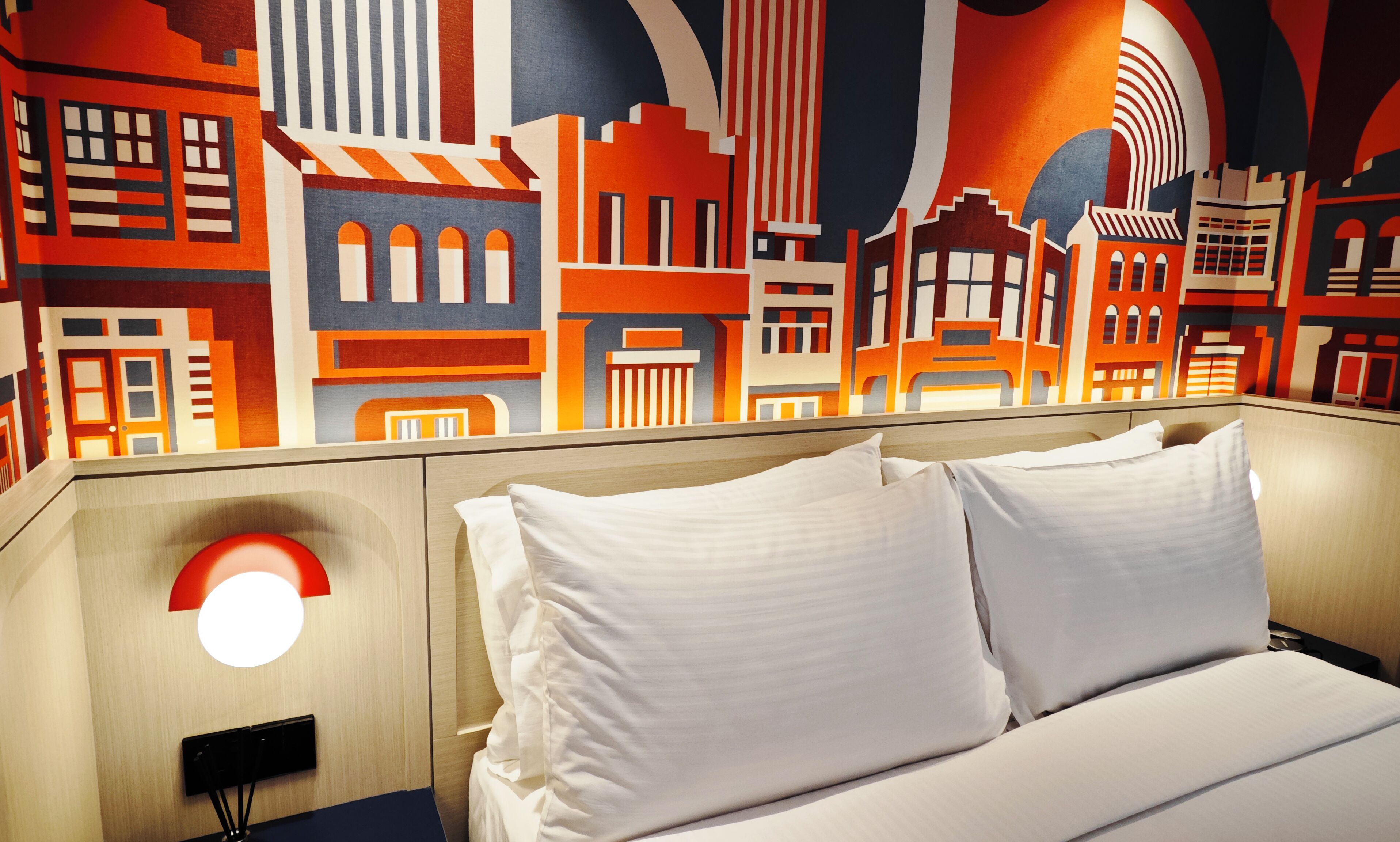 Pillow-top beds, desk, laptop workspace, soundproofing