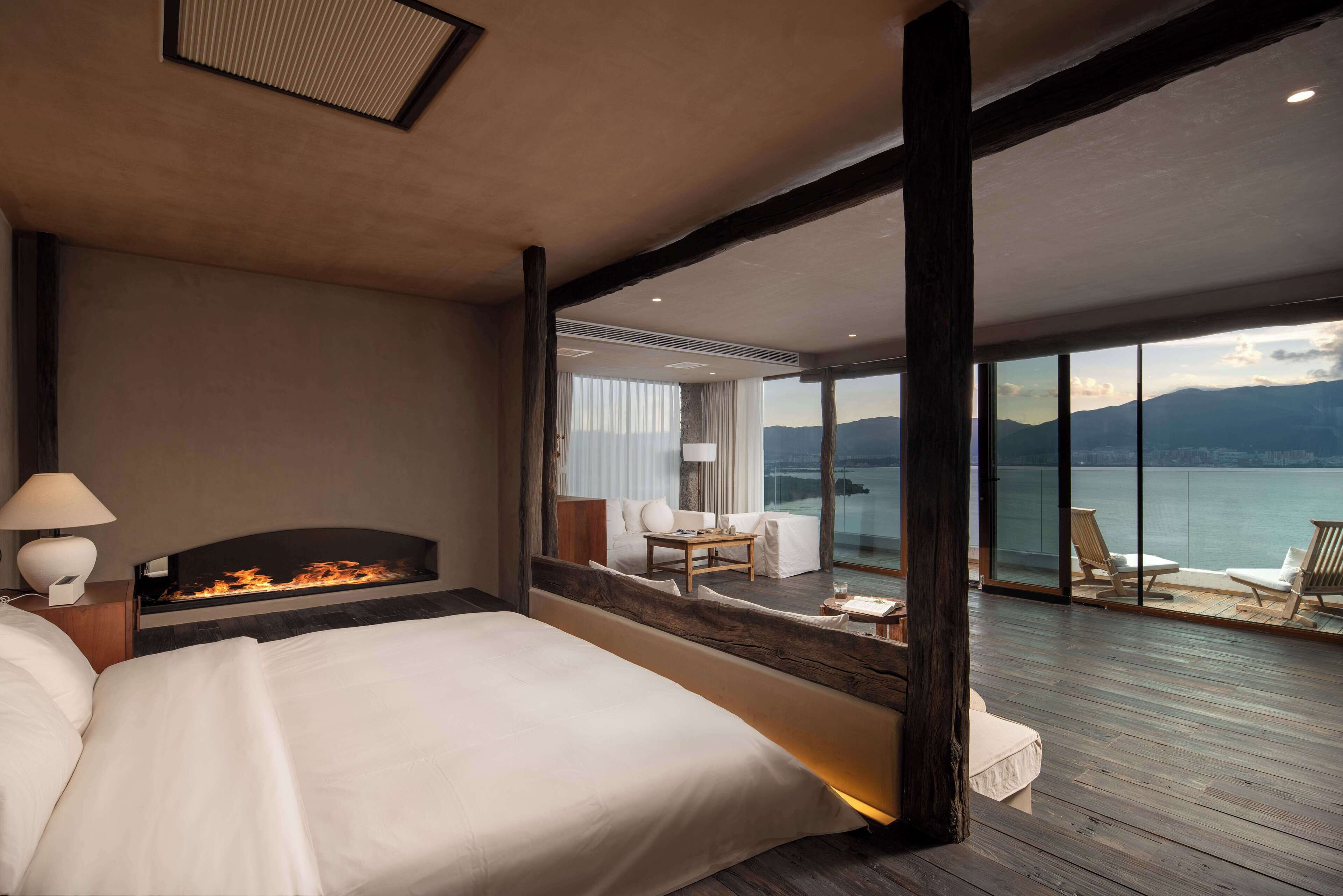 Habitación doble de lujo, vista al mar | Área de sala de estar | Impresora 