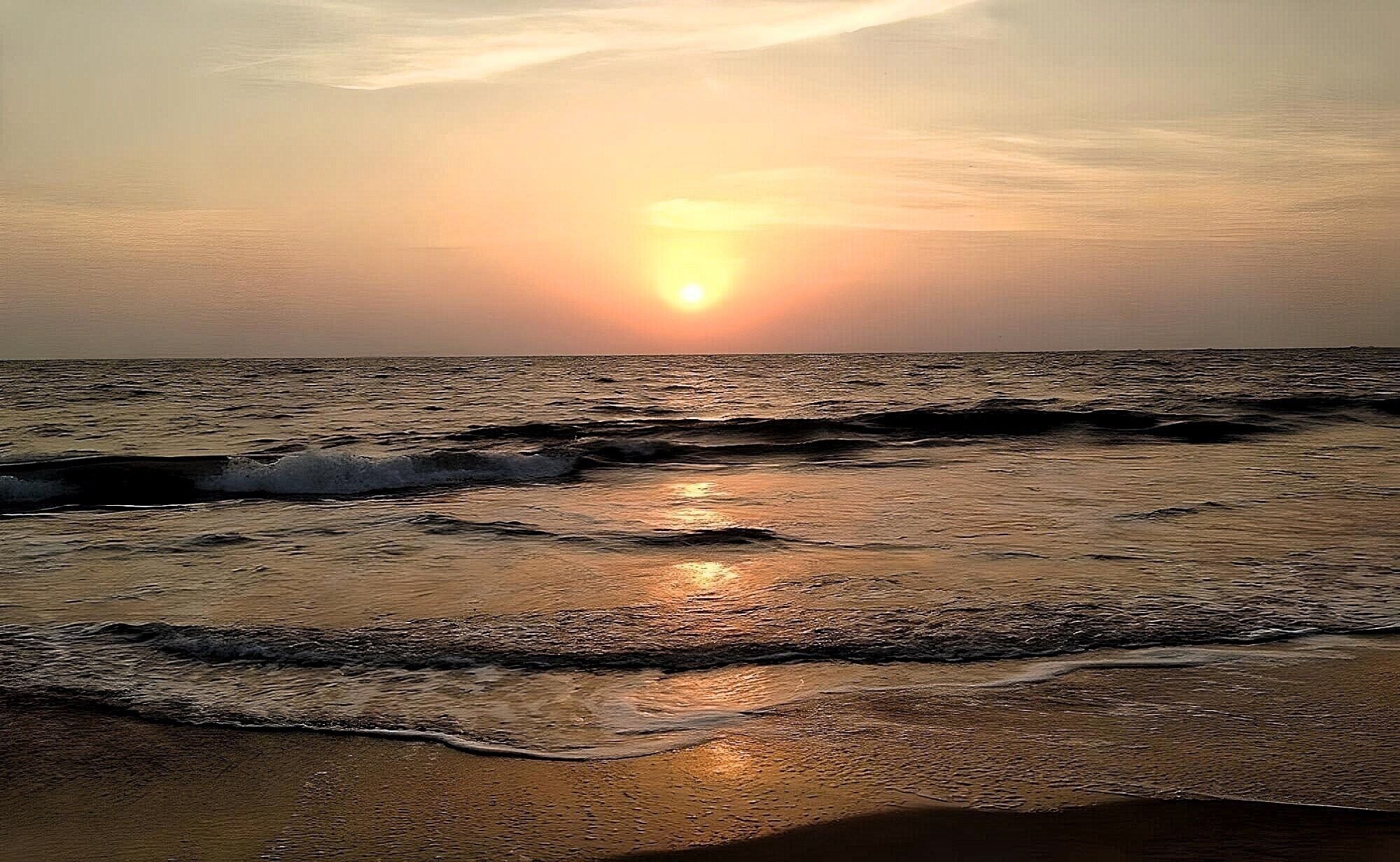 On the beach, white sand