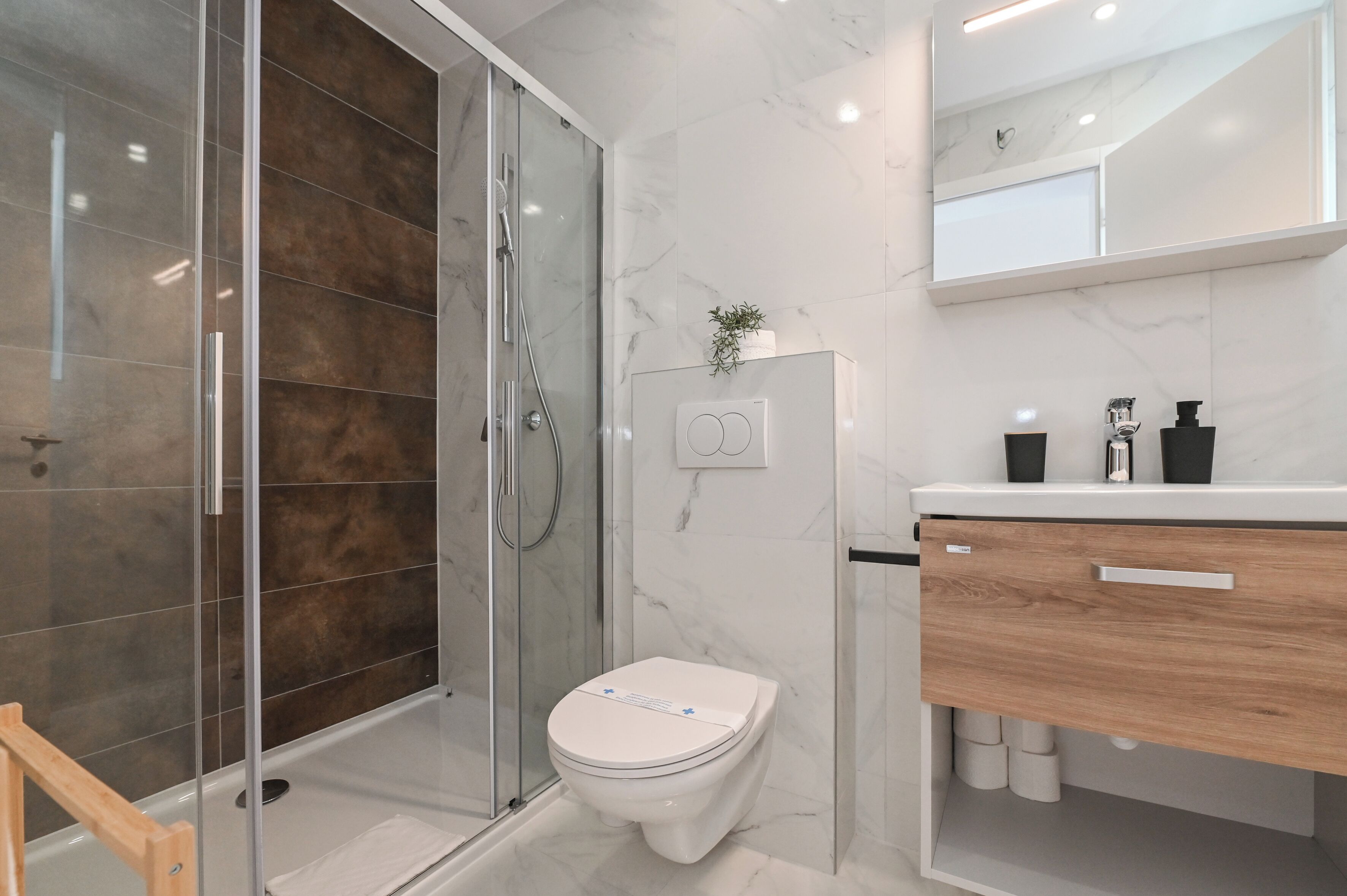 Apartment, 2 Bedrooms, Balcony | Bathroom | Shower, hair dryer, towels, soap