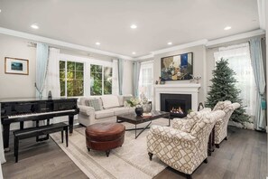 TV, fireplace, offices - Bellevue DT Luxurious 5BR Mansion| Walk to QFC (Bellevue)
