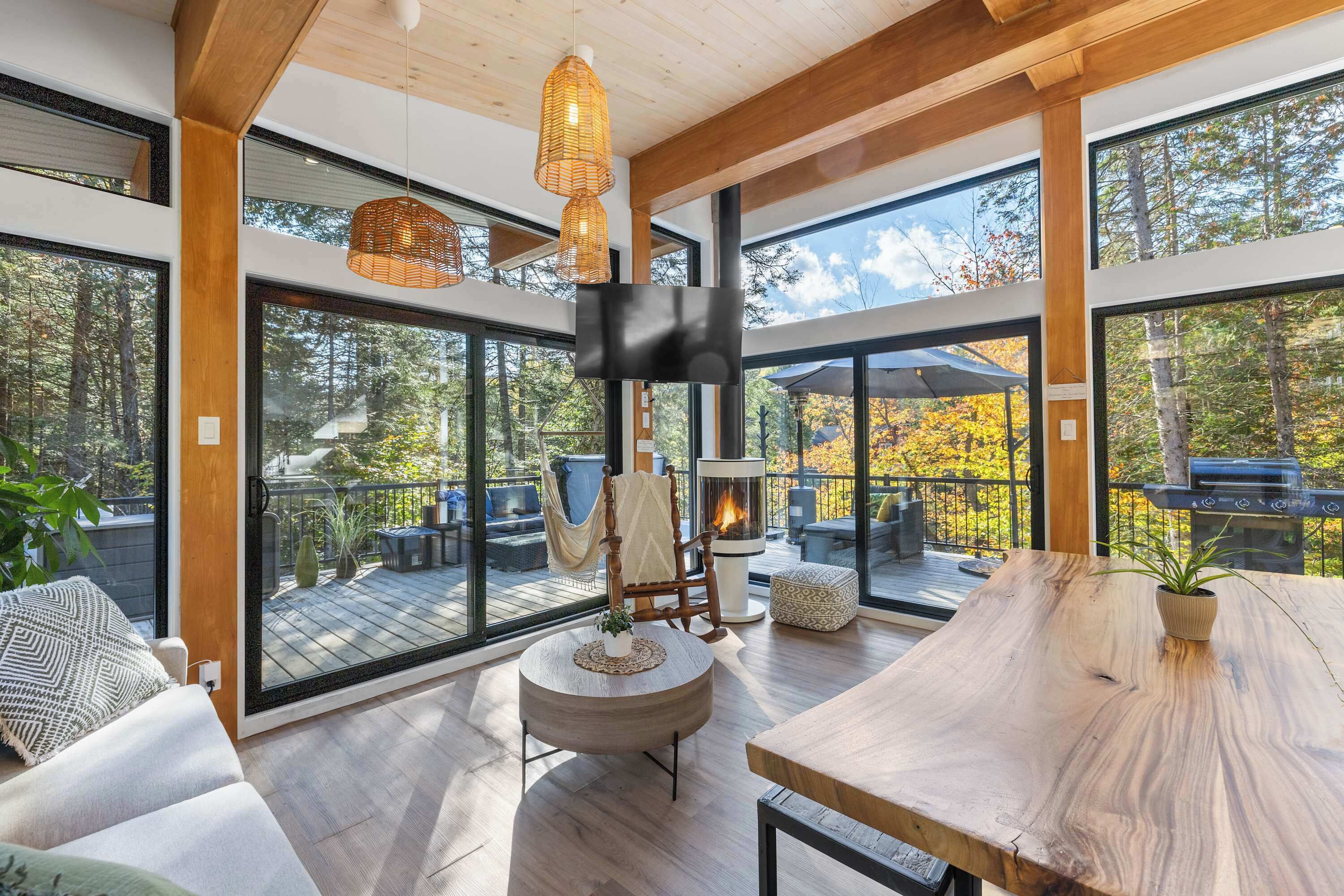 TV, caminetto, impianto stereo