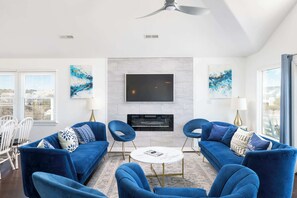 TV, DVD player - Semi Ocean Front Luxury Home, Pool, Spa, Game Room (Southern Shores)