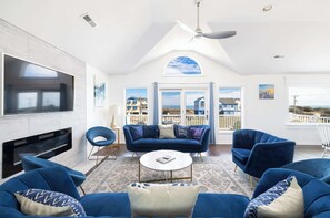 TV, DVD player - Semi Ocean Front Luxury Home, Pool, Spa, Game Room (Southern Shores)