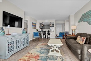 TV - Top floor, two bedroom oceanfront condo with panoramic views (North Topsail Beach)