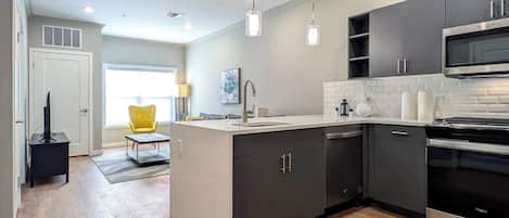 Microwave, oven, stovetop, coffee/tea maker
