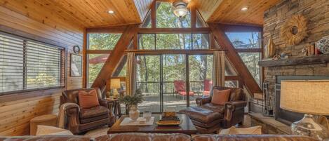 Älytelevisio, takka, kirjoja