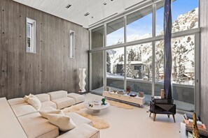 Smart TV, fireplace, books, stereo - Architectural Gem by InvitedHome | Ski-In, Sauna, Patio, Firepit, Unique (Alta)