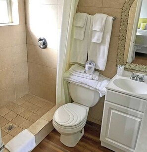 Dusj, hårføner og sjampo