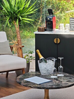 奢華小屋, 花園景觀 | 起居區