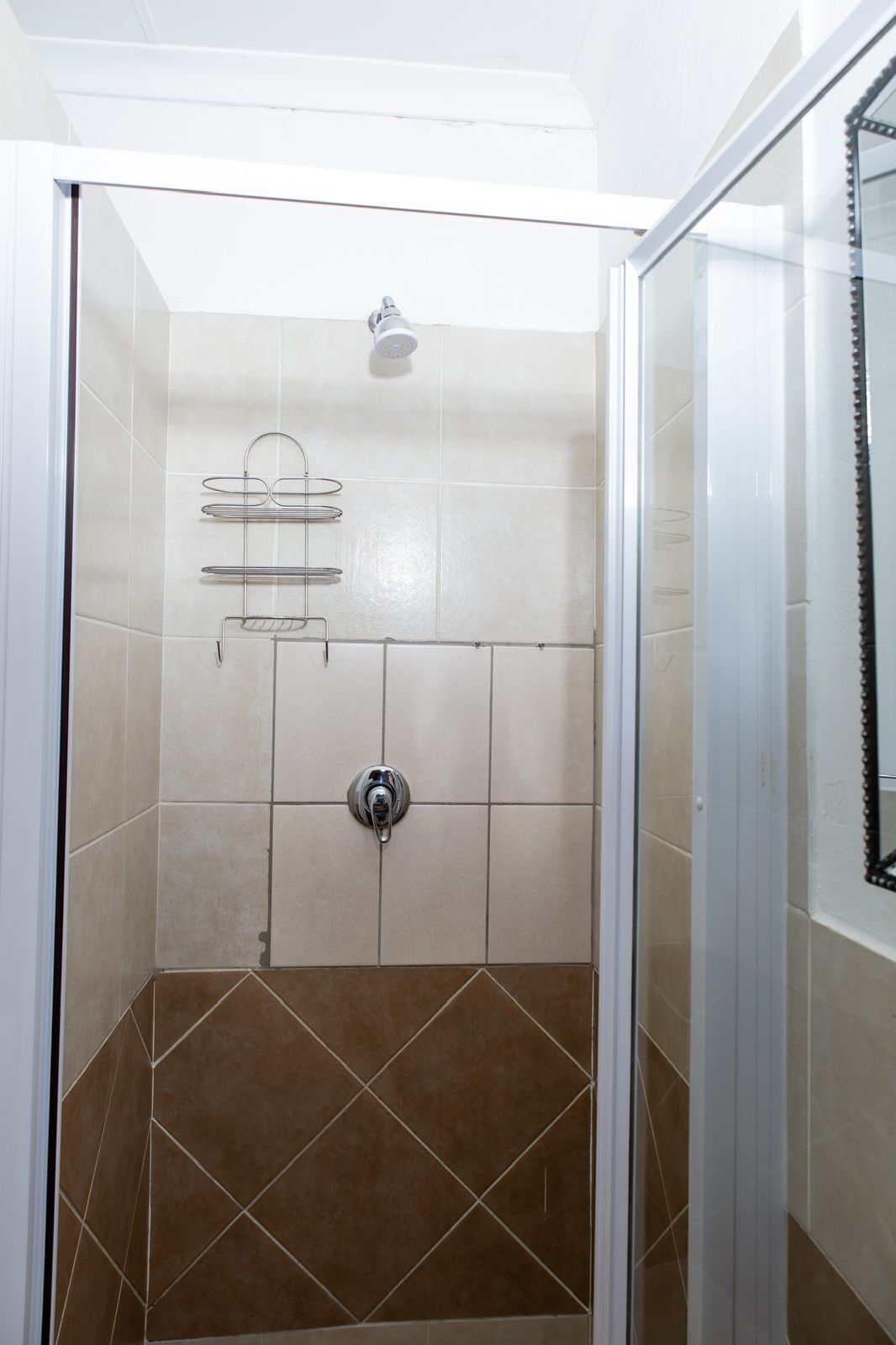 Shower, towels, soap, toilet paper