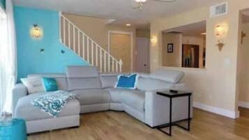 Smart TV, chimenea, reproductor de DVD y videoteca