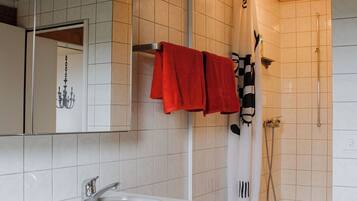 Douche, sèche-cheveux, serviettes fournies, papier toilette