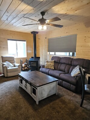 Smart TV, fireplace, DVD player