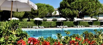 Studio apartment for 3 people (30 mq.) consisting of a living room with kitchenette, double or twin sofa bed and single or twin sofa bed, bathroom with shower.They can be on the ground floor or first floor.Balcony or garden equipped with table and chairs