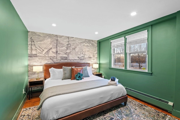 The bedroom has a brand new king sized mattress