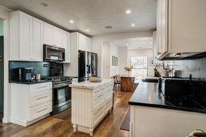 Fridge, microwave, oven, blender