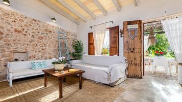 Televisie, een open haard en boeken