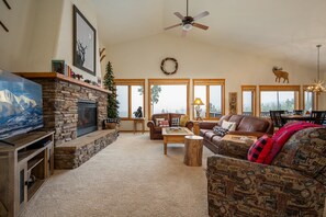 TV connectée, cheminée, jeux vidéo, lecteur de DVD