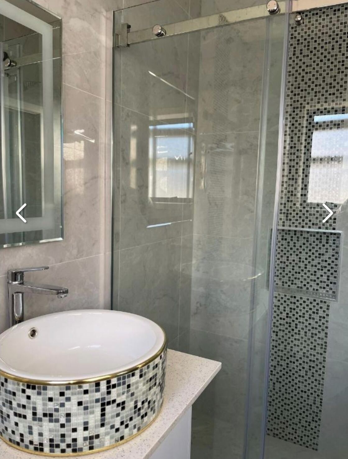 Shower, towels, soap, shampoo