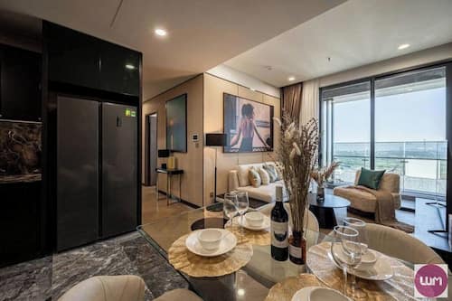 Premium Apartment, 1 Bedroom, Patio, City View | Living area | Table football, books, music library