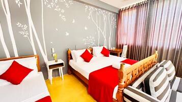Deluxe Triple Room, Pool View | In-room safe, desk, laptop workspace, free WiFi