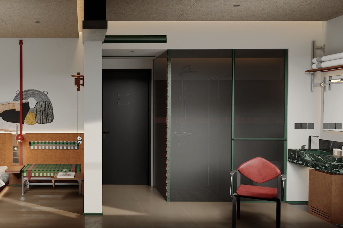 Design Double Room | Memory foam beds, blackout drapes, free WiFi, bed sheets