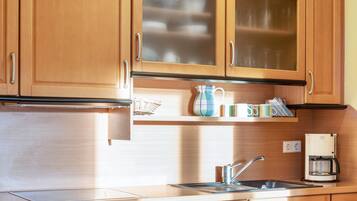 Fridge, oven, stovetop, coffee/tea maker