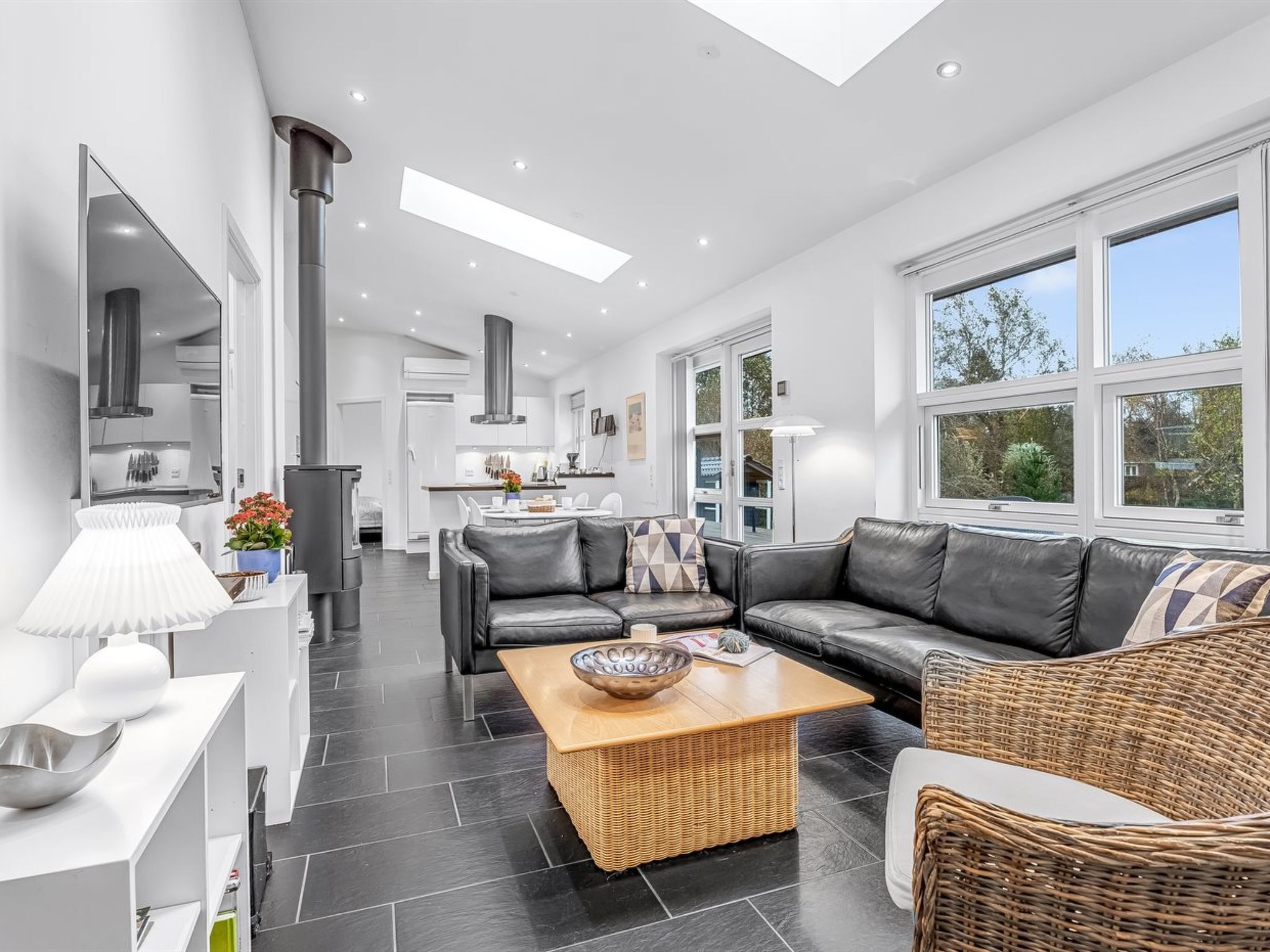 Télévision, cheminée, lecteur de DVD